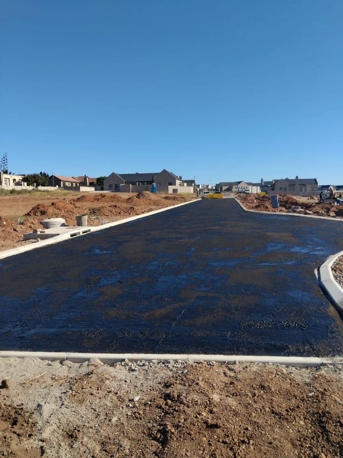 Asphalt paving in a housing development